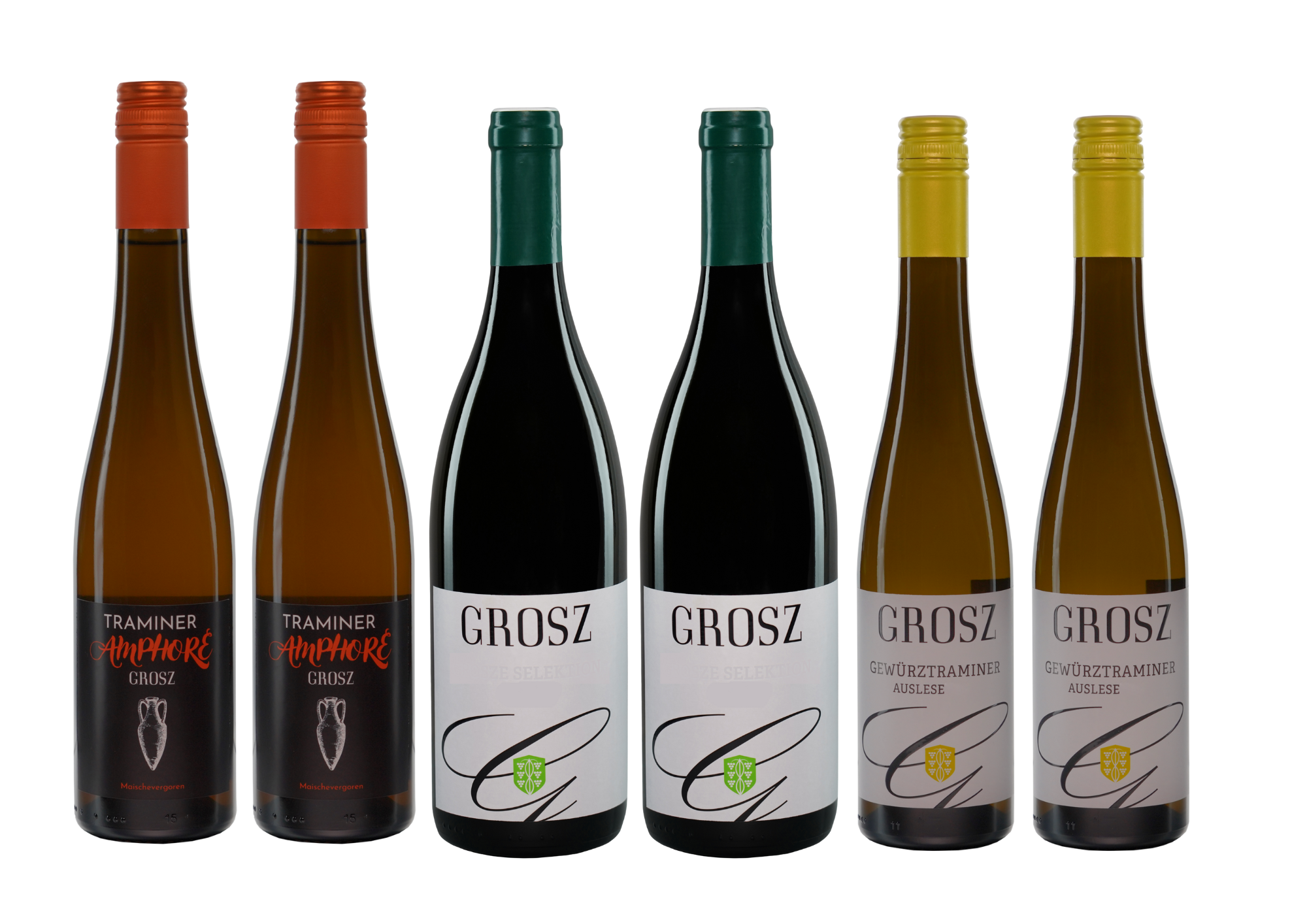 Weinflaschen vom Weingut Grosz aus dem Südburgenland